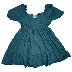 Max‎ Ash Dress 2X Tiered Ruffle Dark Green Corset Back Cottagecore Forest Fairy